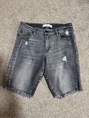 KanCan Gray Distressed Bermuda Boyfriend Jeans